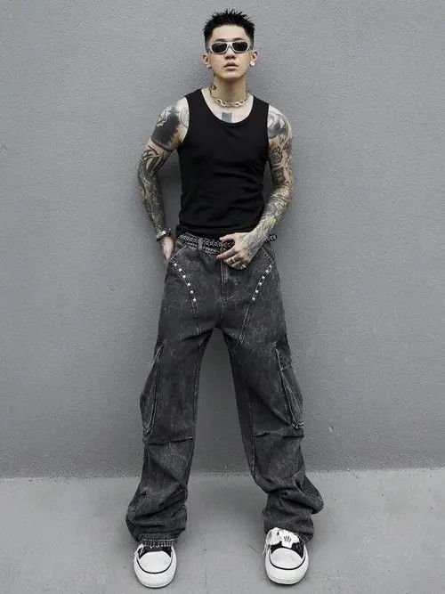 Designer × Japanese Brand × Vintage y2k baggy cargo hiphop faded pants Size US 36 / EU 52 - 4 Thumbnail