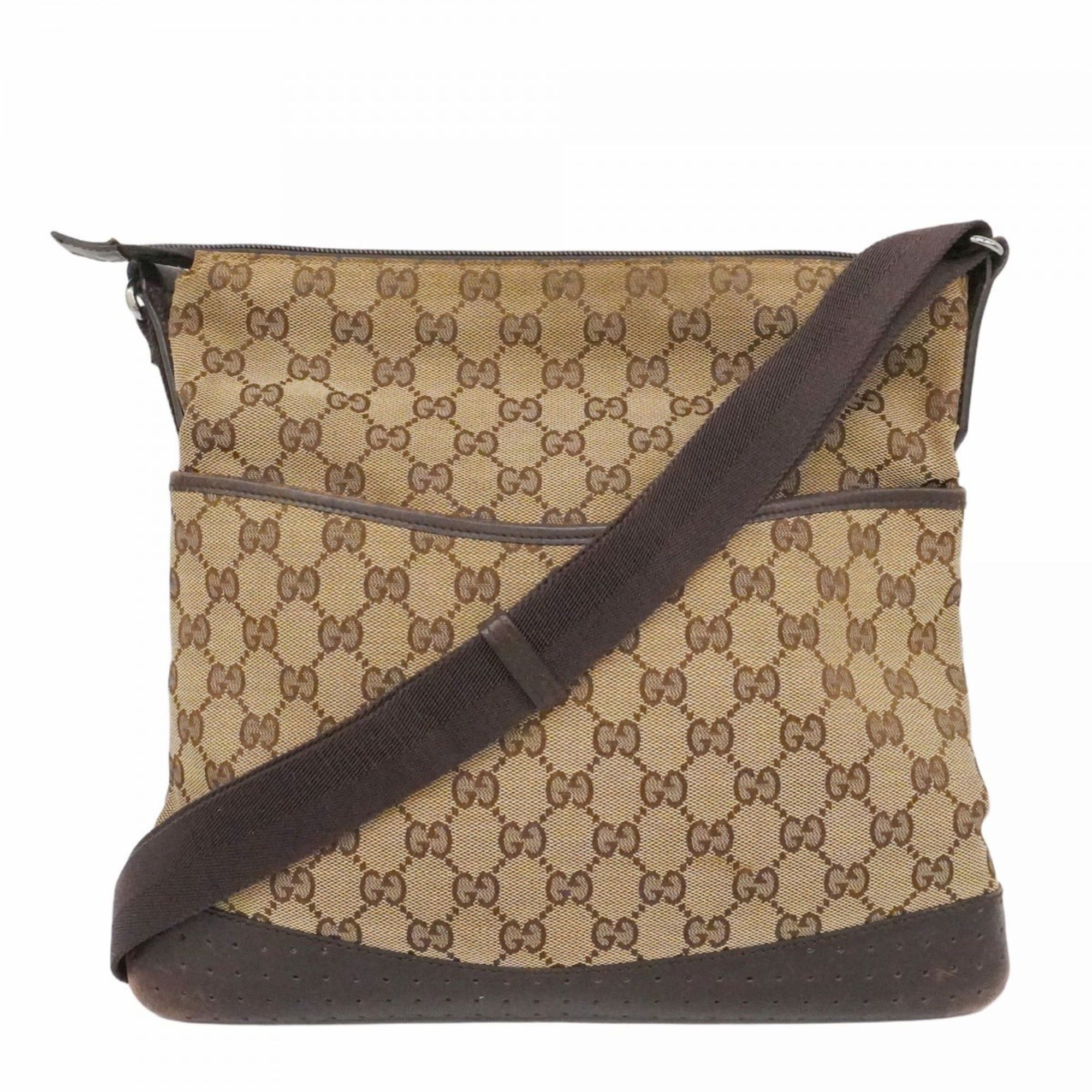 Gucci Shoulder Bag GG Canvas 145857 Brown Women's
