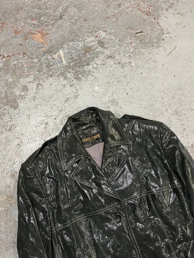 Vintage 1990s Roberto Cavalli Dark Green Trench Coat Size XS / US 0-2 / IT 36-38 - 5 Thumbnail