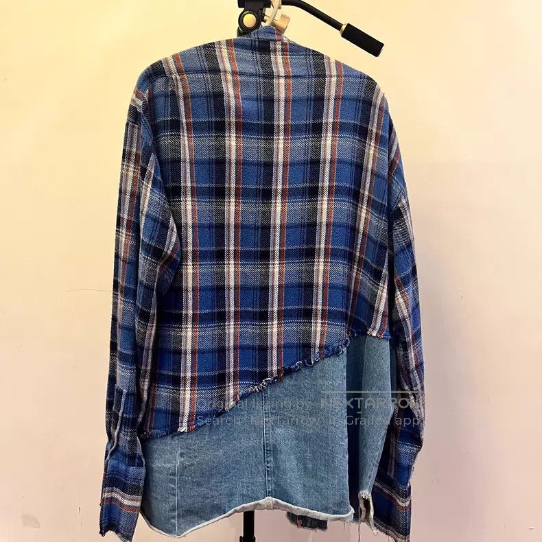 Greg Lauren Greg Lauren Denim Patchwork Plaid Shirt Size US XL / EU 56 / 4 - 4 Thumbnail