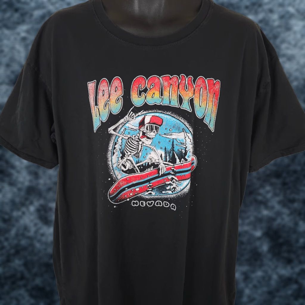 VINTAGE: No (Skip) Snowboarding Lee Canyon T Shirt Mens Size 2XL Black Snowboarder Ski Nevada