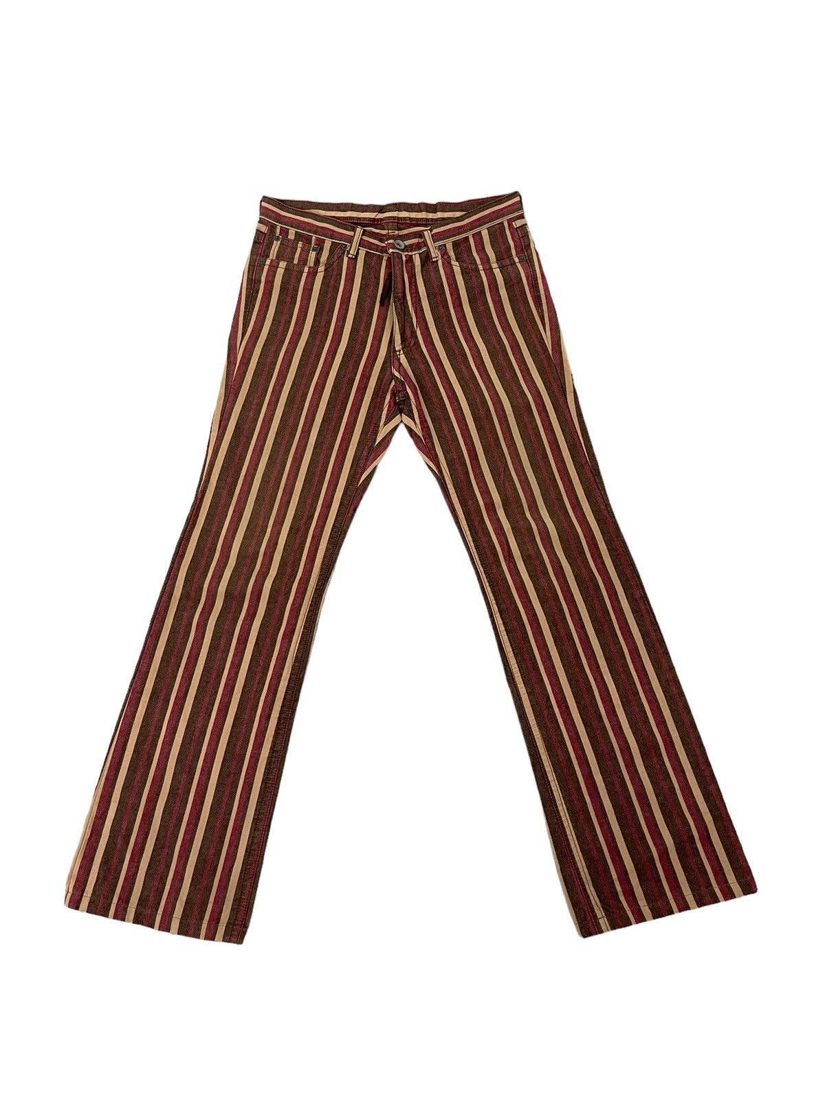 Japanese Brand Flare Jeans 291295 Homme Japan Striped Pant 6🟦2 Size US 32 / EU 48 - 2 Thumbnail