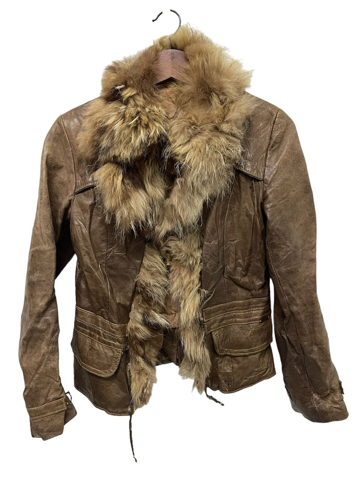 FUR LEATHER JACKET CROP INSPIRED LGB STYLE GOA