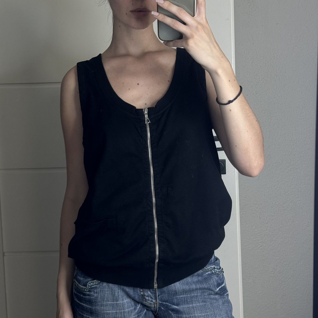 Designer × Dries Van Noten Dries Van Noten Zip Vest Gilet Black Top Blouse Black Size M / US 6-8 / IT 42-44 - 3 Thumbnail