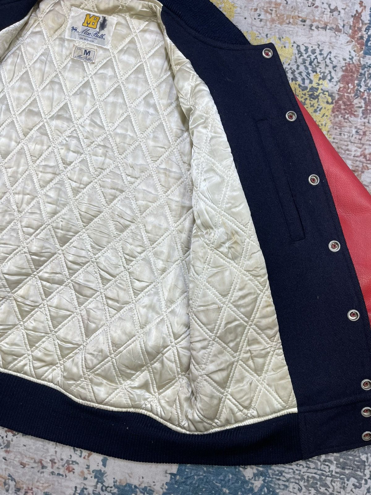 Macbeth Vtg 90s Macbeth Leather Sleeve Patch Logo Varsity Jacket Size US M / EU 48-50 / 2 - 14 Thumbnail
