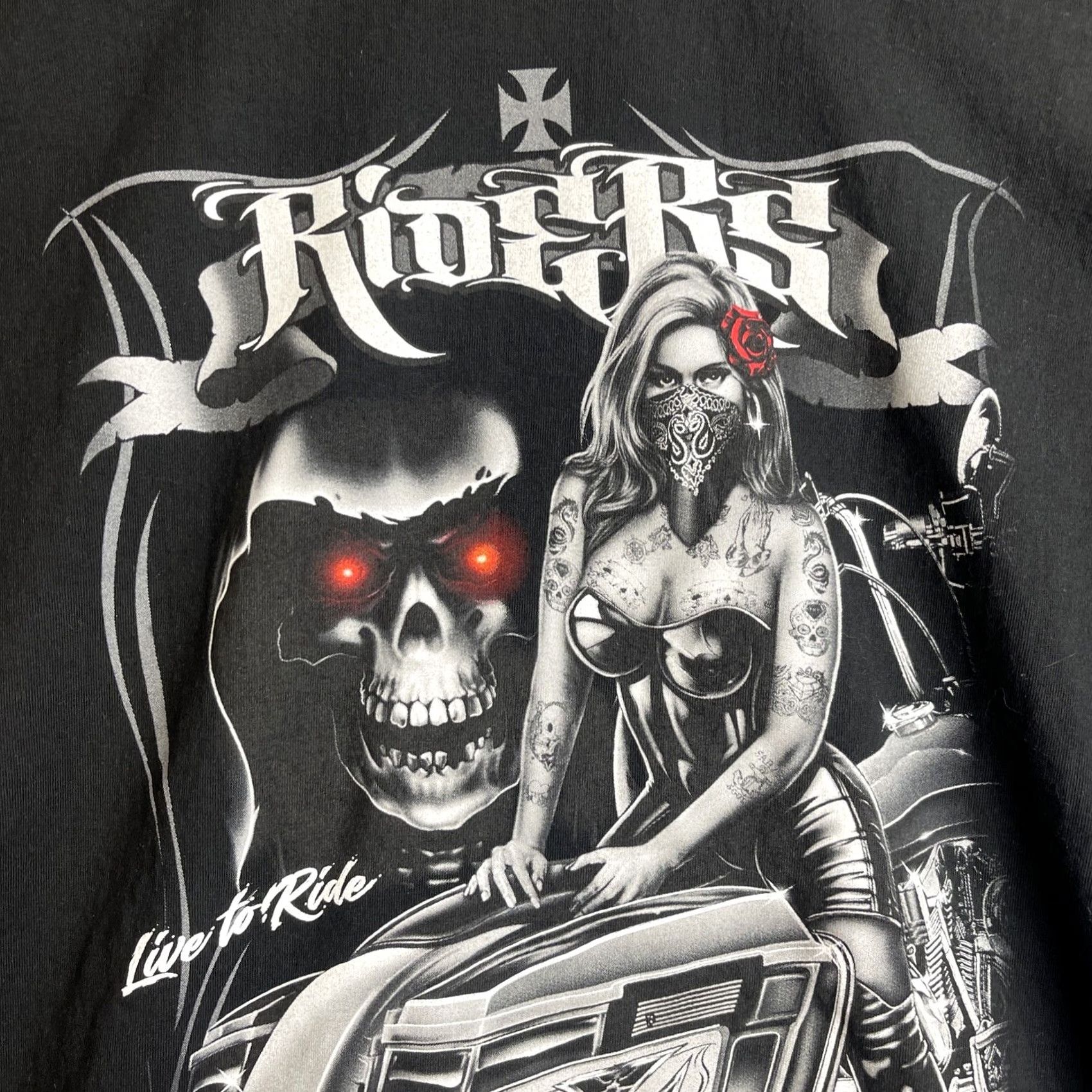 Olive Riders Shirt Mens 2XL Black Live To Ride Biker Motorcycle Skull Short Sleeve Shirt Size US XXL / EU 58 / 5 - 3 Thumbnail
