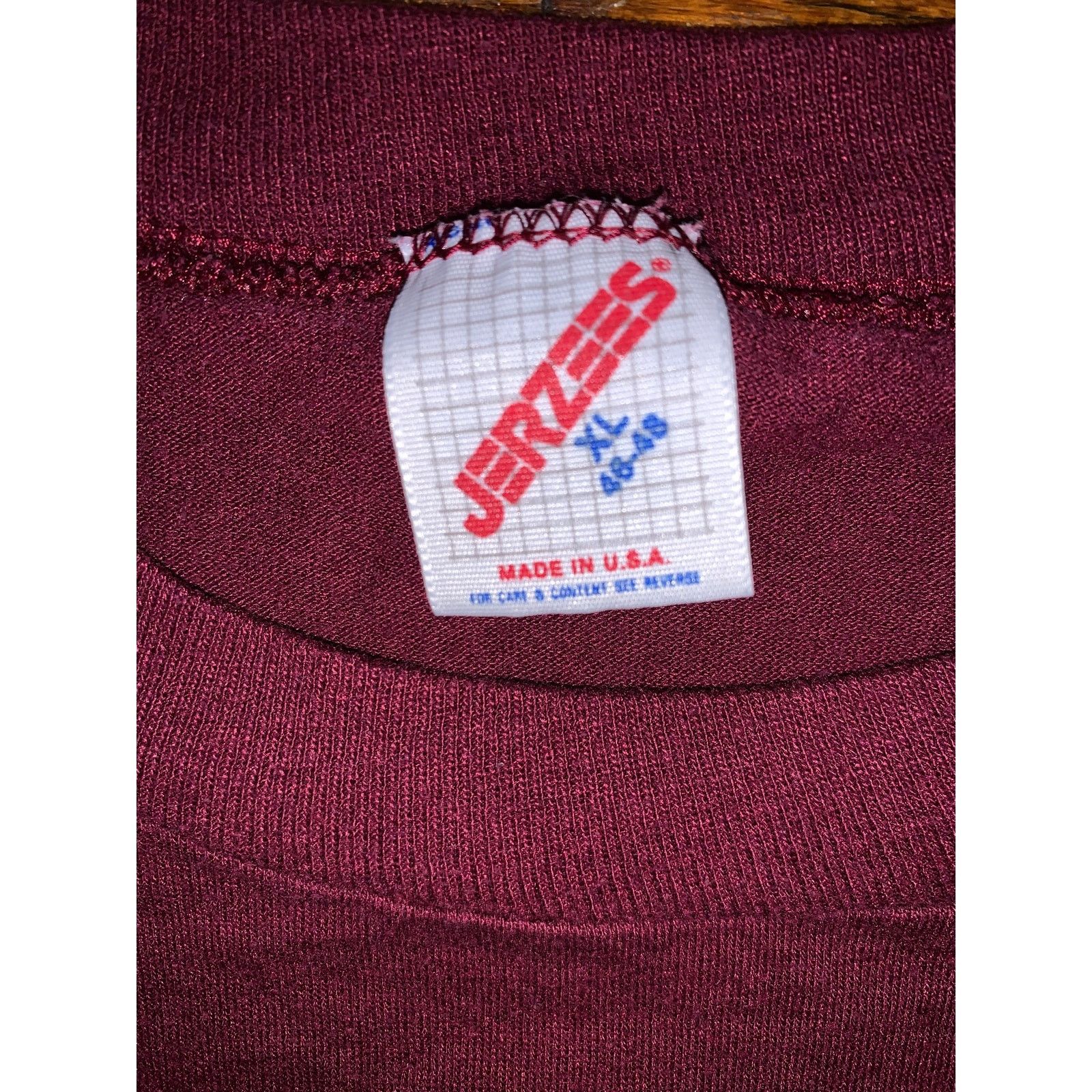 Jerzees Manayunk University T Shirt XL Single Stitch USA Maroon Size US XL / EU 56 / 4 - 4 Thumbnail