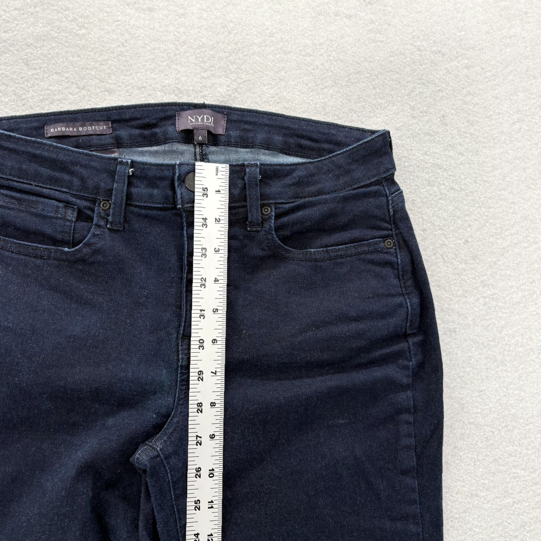 NYDJ NYDJ Barbara Bootcut Jeans Womens 6 Dark Blue Mid Rise Stretch Denim Lift Tuck 5-Pocket Zipper Button Size 28" / US 6 / IT 42 - 7 Thumbnail