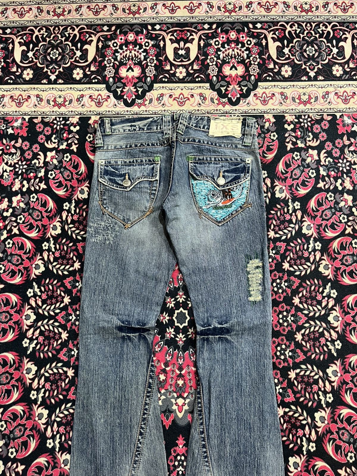 If Six Was Nine C Seventeen Cedi Sept Embroidery Pocket Distress Flare Jean Size 29" - 5 Thumbnail