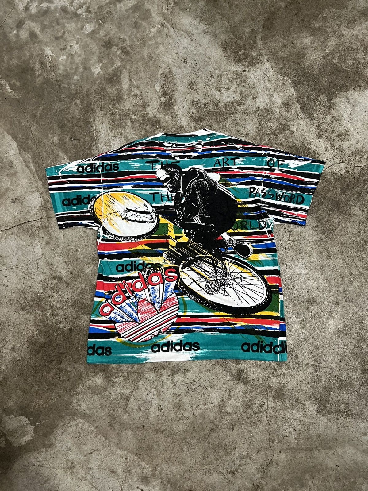 Vintage 80’s Adidas "The Art Of Password" All Over Print T-Shirt Size US L / EU 52-54 / 3 - 3 Thumbnail