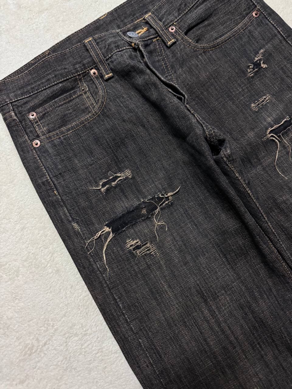 Japanese Brand INSANE 90s Japanese SICK Distressed Ripped Dark Mudwash Jean Size US 29 - 8 Thumbnail