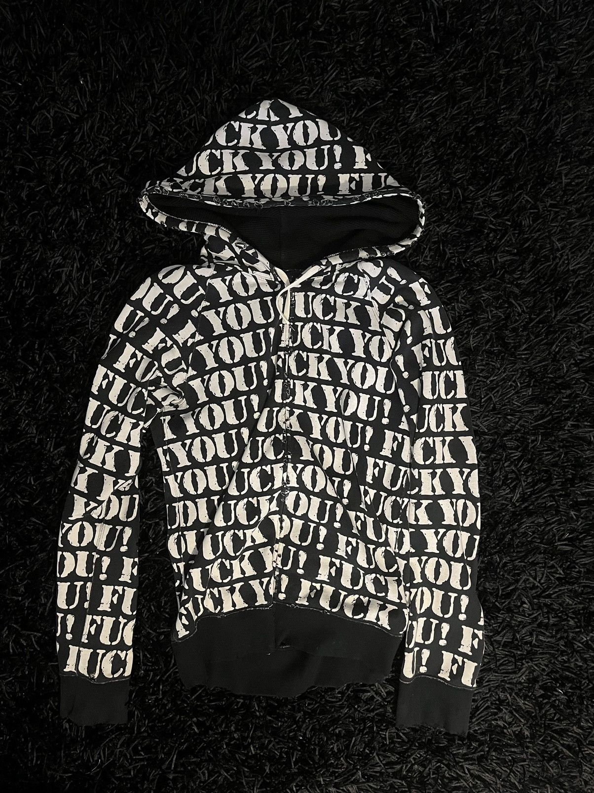 image of Number N Ine Number (N)Ine Fuck You Hoodie in Black, Men's (Size Medium)