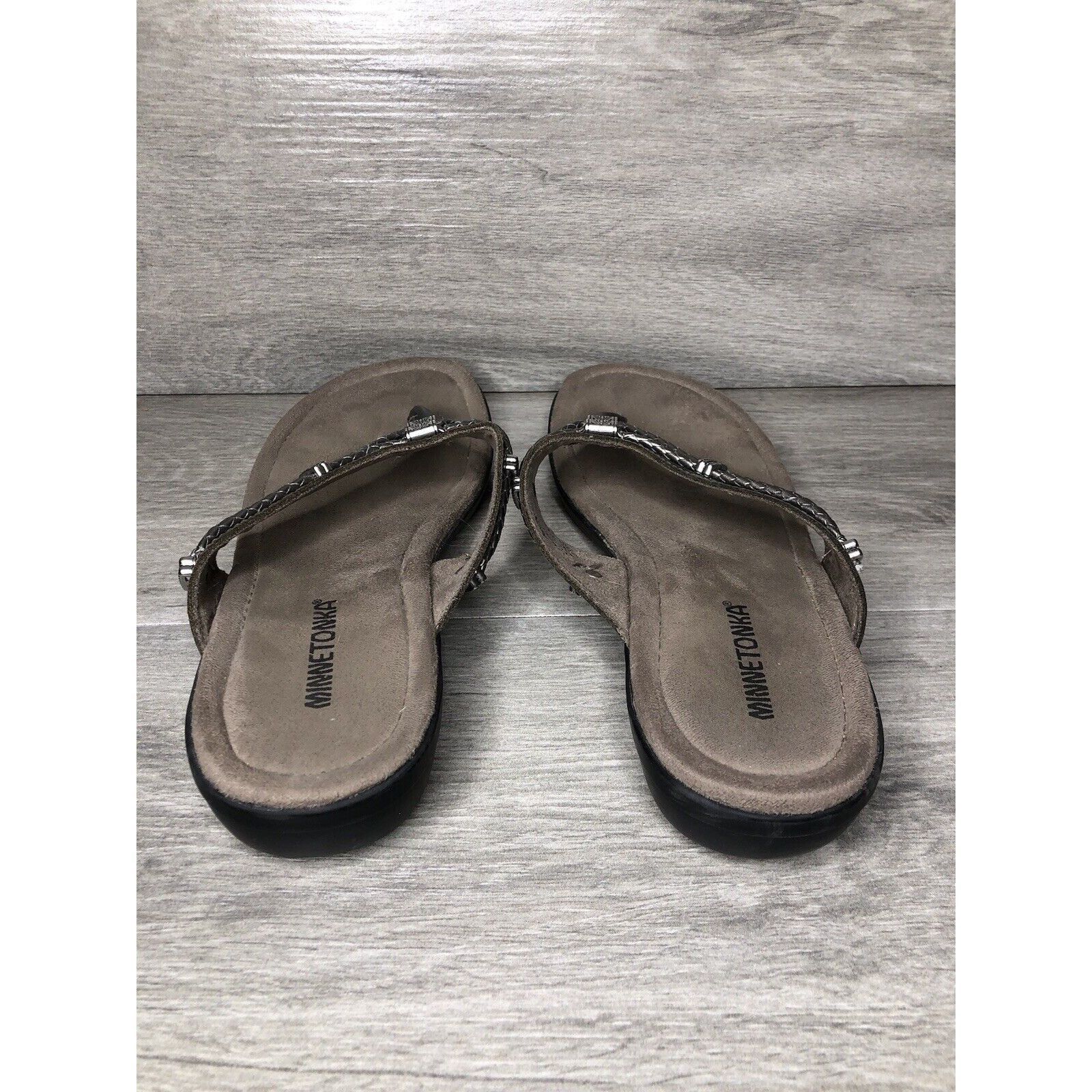 Minnetonka Minnetonka Pewter Silver Silverthorne Filp Flop Thong Sandal Size US 10 / IT 40 - 12 Thumbnail