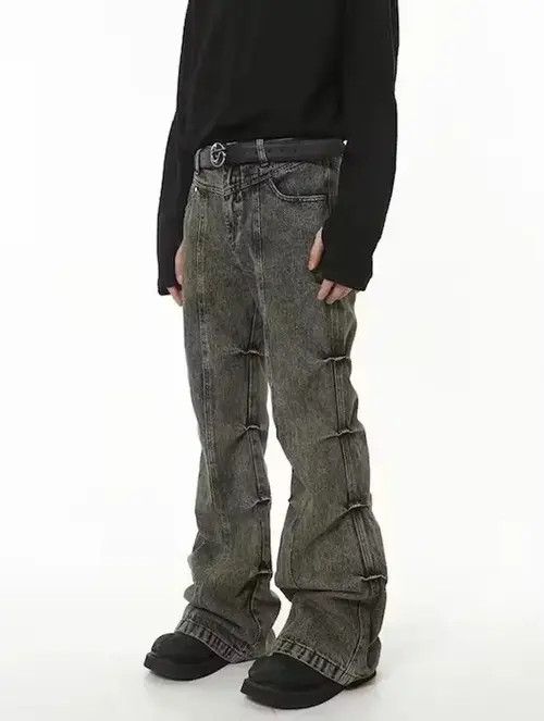 Japanese Brand Grunge Stack Washed Gray Denim Jeans Size US 32 / EU 48 - 1 Thumbnail