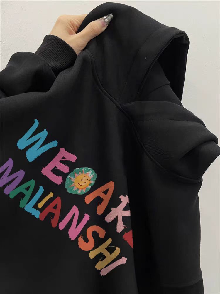 Designer × Japanese Brand Hip Hop Graffiti Letter Print Loose Hooded Sweatshirt Size US L / EU 52-54 / 3 - 3 Thumbnail