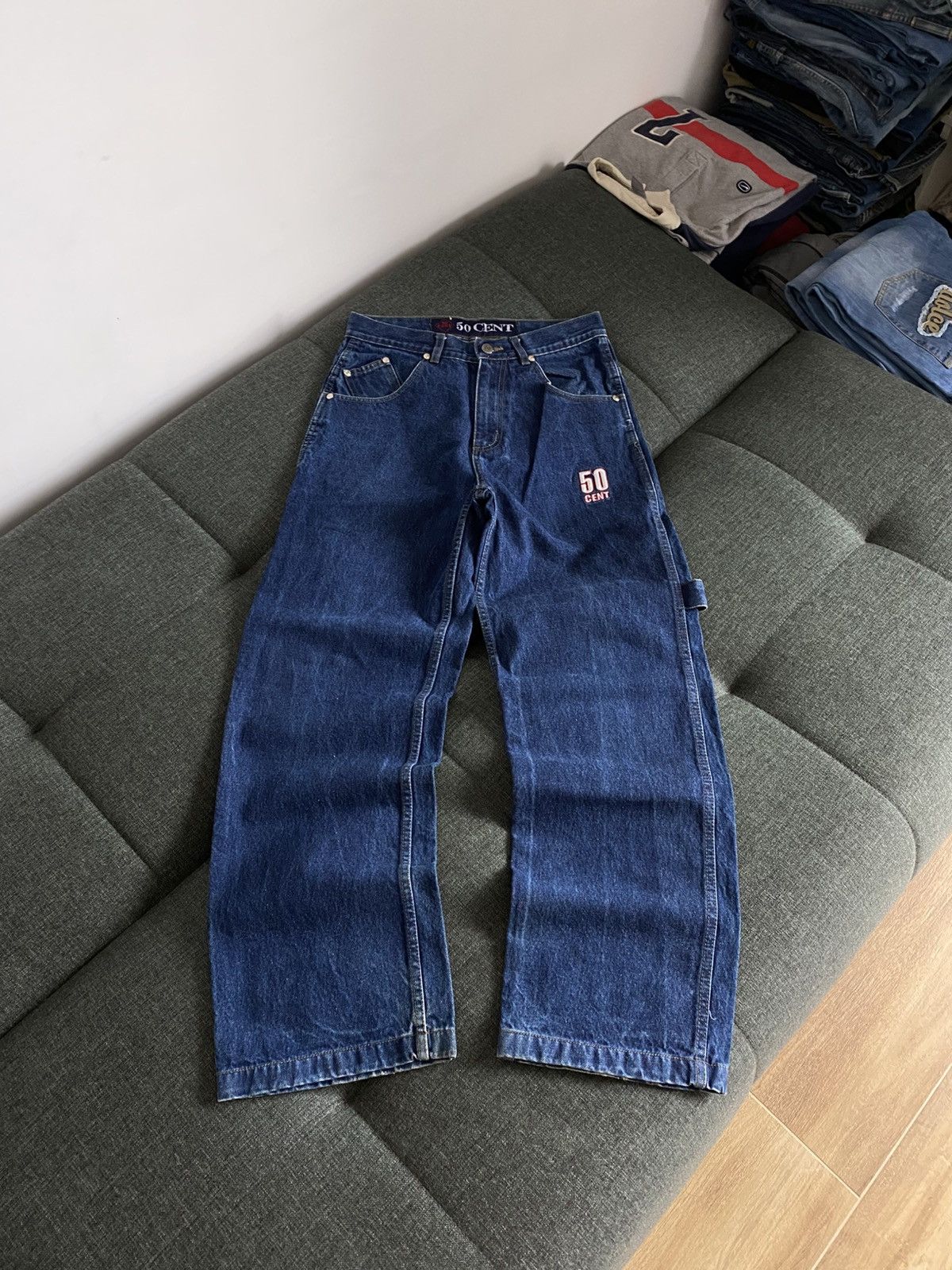 Vintage Vintage 50Cent Baggy Denim Jeans Wide Avant Garde Y2K Faded Size US 30 / EU 46 - 2 Thumbnail