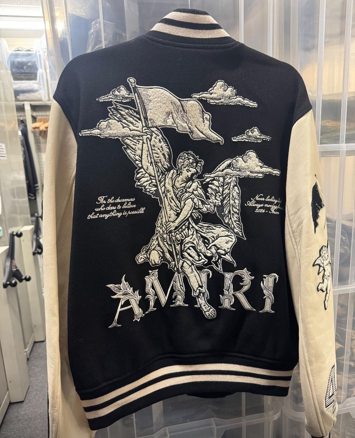 Amiri o1s1wg110525 Angel Varsity Jacket in Black/White Size US M / EU 48-50 / 2 - 8 Thumbnail