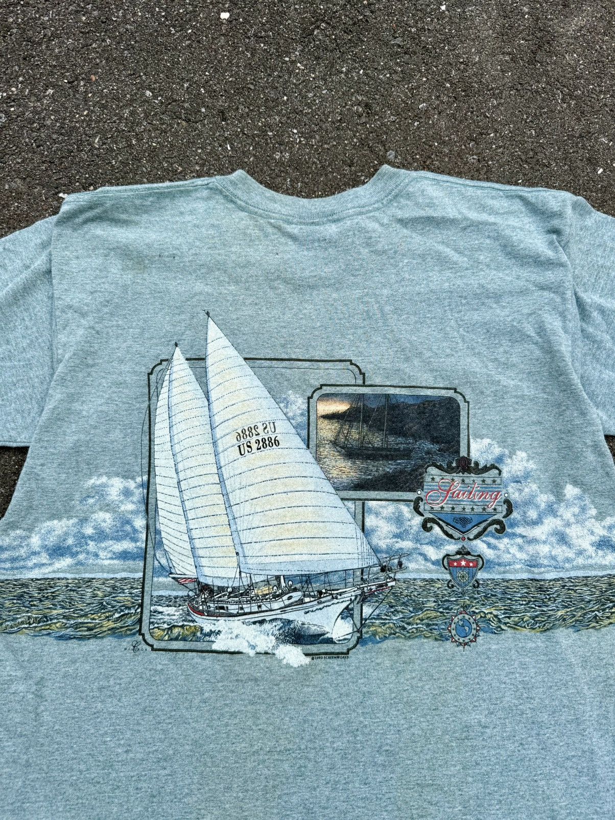 Vintage 1993 Florida Sailing Single Stitch Tee Shirt Size US L / EU 52-54 / 3 - 7 Thumbnail