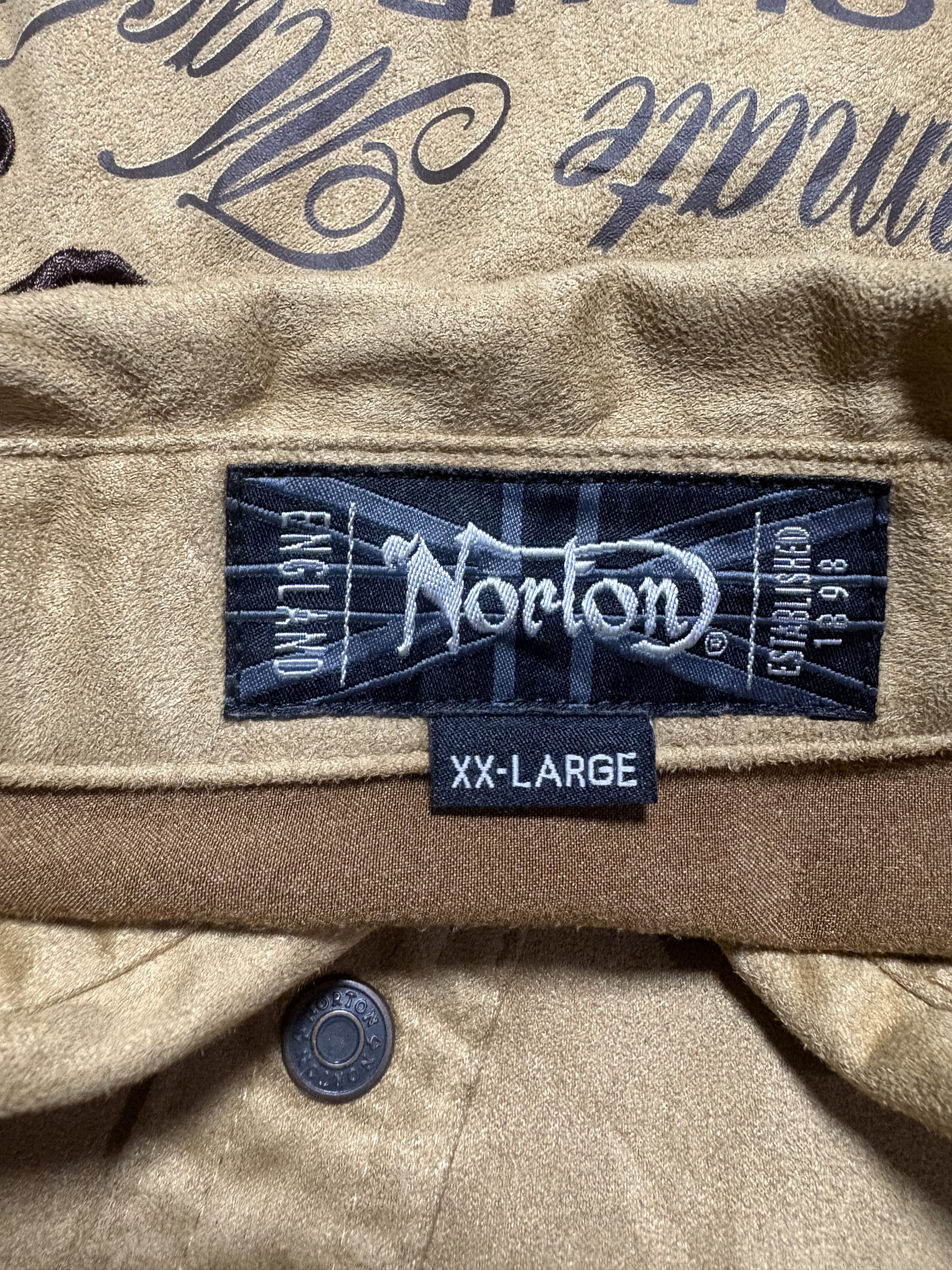 Norton SUEDE NORTON MOTORCYCLE EMBROIDERY BUTTON UP SHIRT Size US XXL / EU 58 / 5 - 3 Thumbnail
