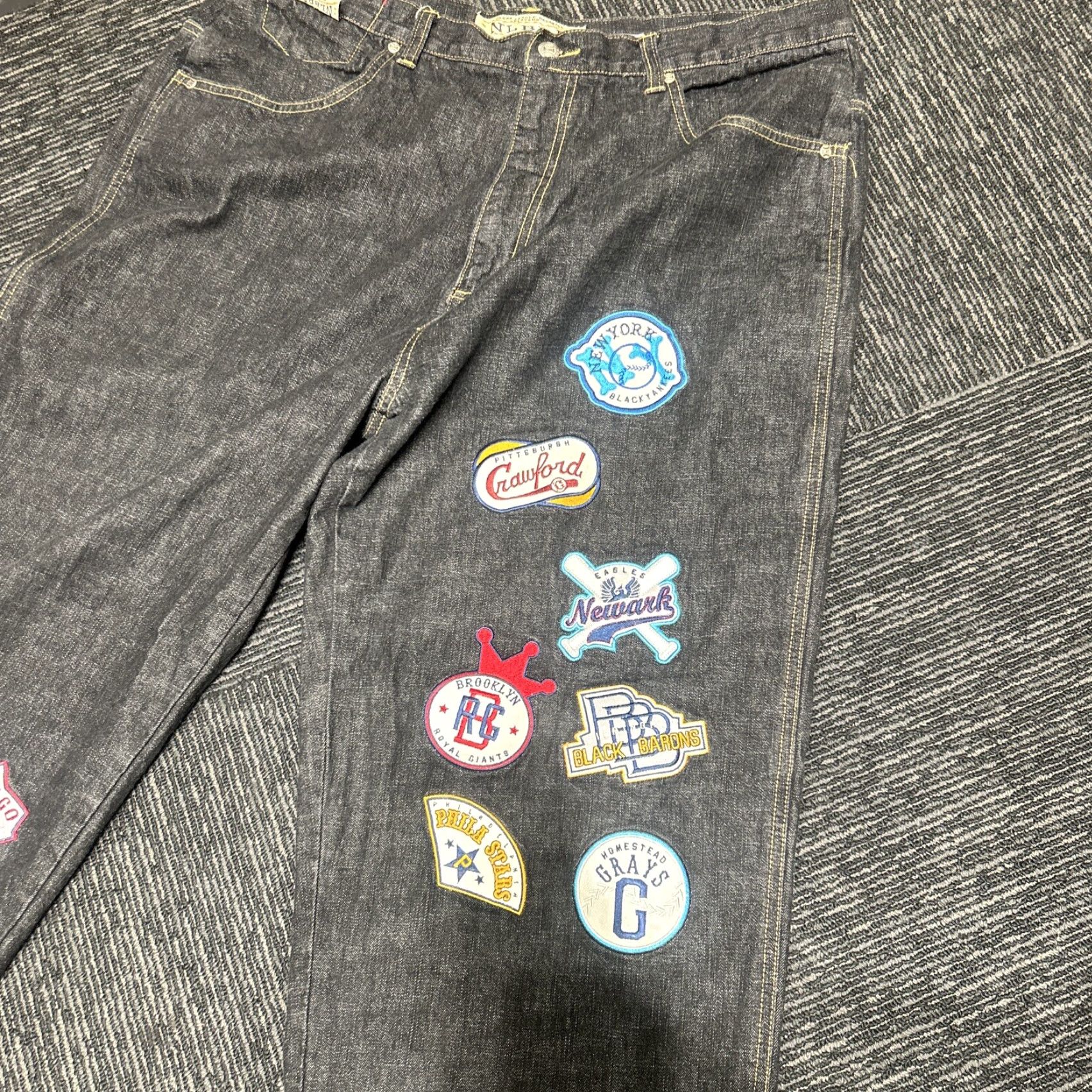 Vintage NLBPA Negro League Baseball Players Jeans Mens 40x32 Blue 100% Cotton Denim Relaxed Baggy Logos Patches Vintage-No N/A Size US 40 / EU 56 - 3 Thumbnail