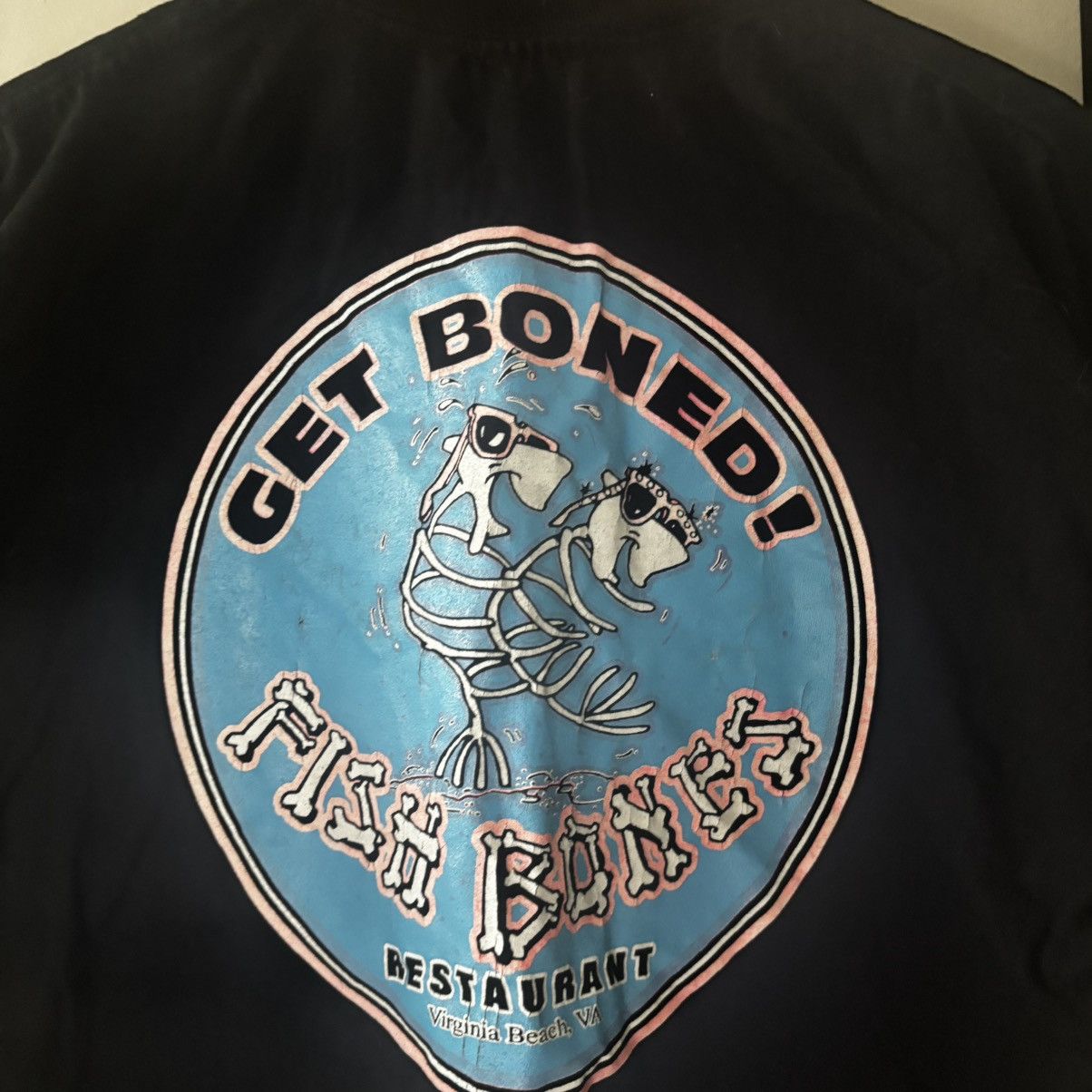 Vintage Vintage 1990s Fish Bones “Get Boned” T Shirt Size US XL / EU 56 / 4 - 1 Thumbnail