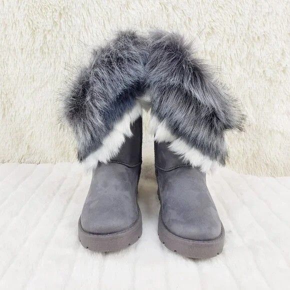 Other Chi Chi Gray Grey Faux Fur Thick Lined Winter Boots (US Shoe Size US 8.5 / IT 38.5 - 2 Thumbnail