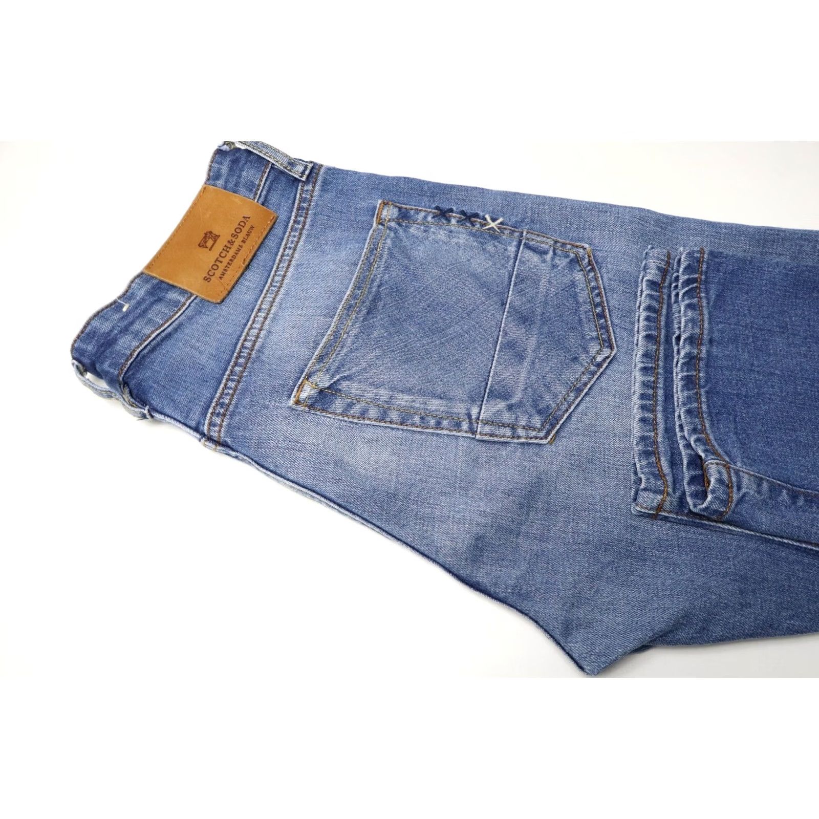Scotch & Soda SCOTCH & SODA Vernon Jeans Men's W30/L32 Slim Fit Button Fly Fade Whisker Blue Denim Slim Jeans Mens Size US 30 / EU 46 - 5 Thumbnail