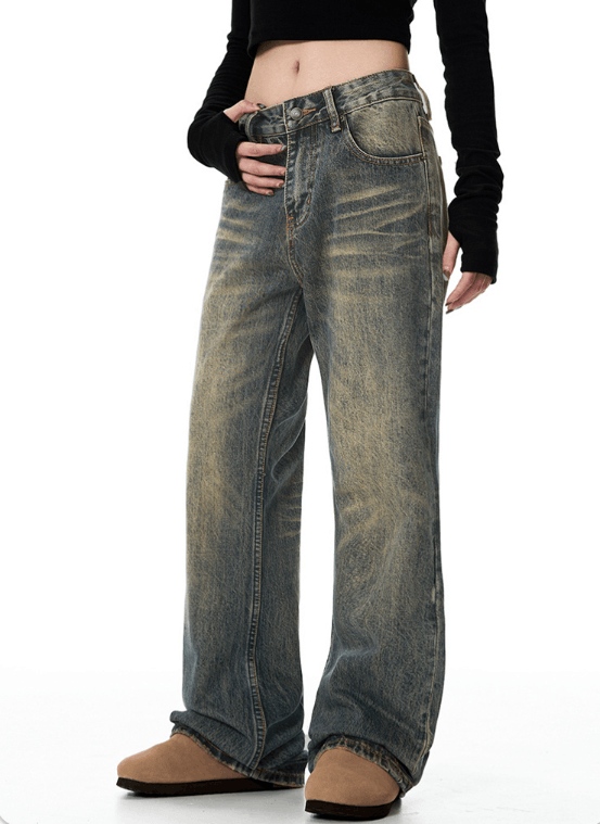 Japanese Brand × Jean American retro distressed low-rise flared straight jeans Size US 32 / EU 48 - 4 Thumbnail