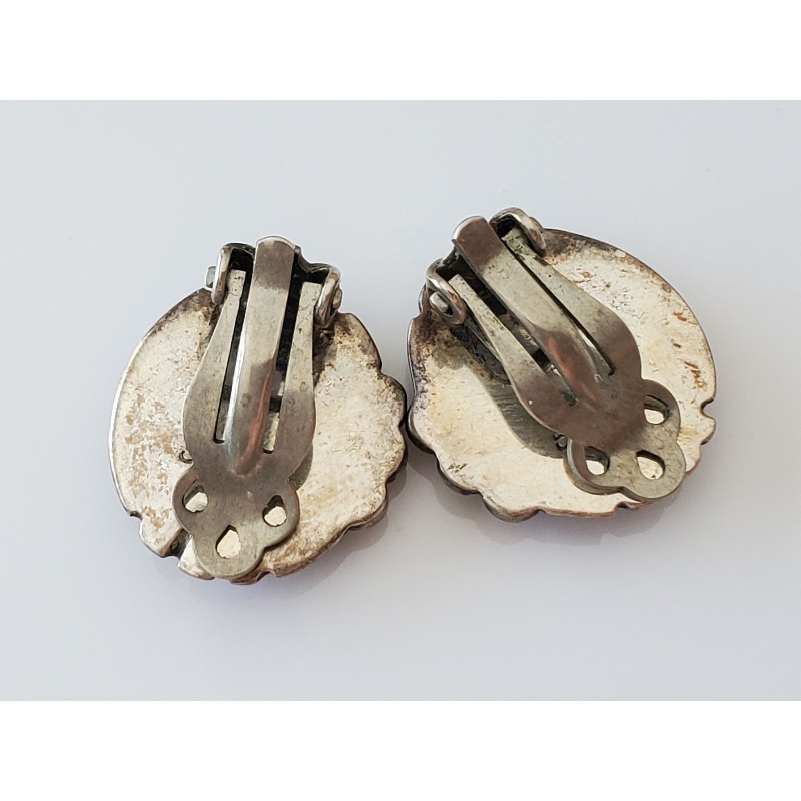 Other Vintage Sterling Silver Mother of Pearl Clip On Earrings Size ONE SIZE - 4 Thumbnail