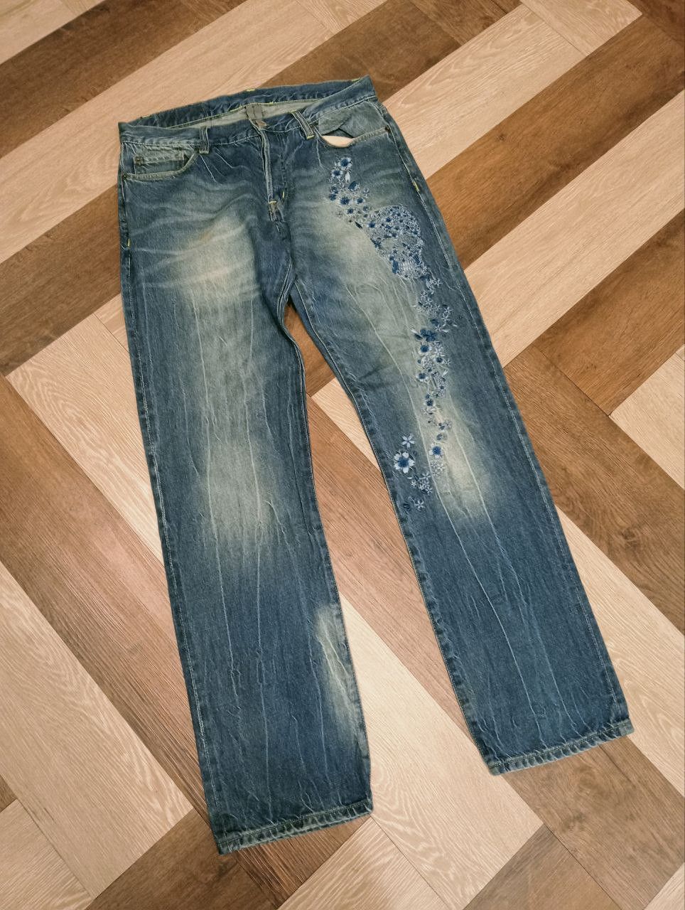 Japanese Brand VINTAGE JAPANESE NAMITATSU GADO EMBROIDERY ART JEAN Size US 33 - 2 Thumbnail