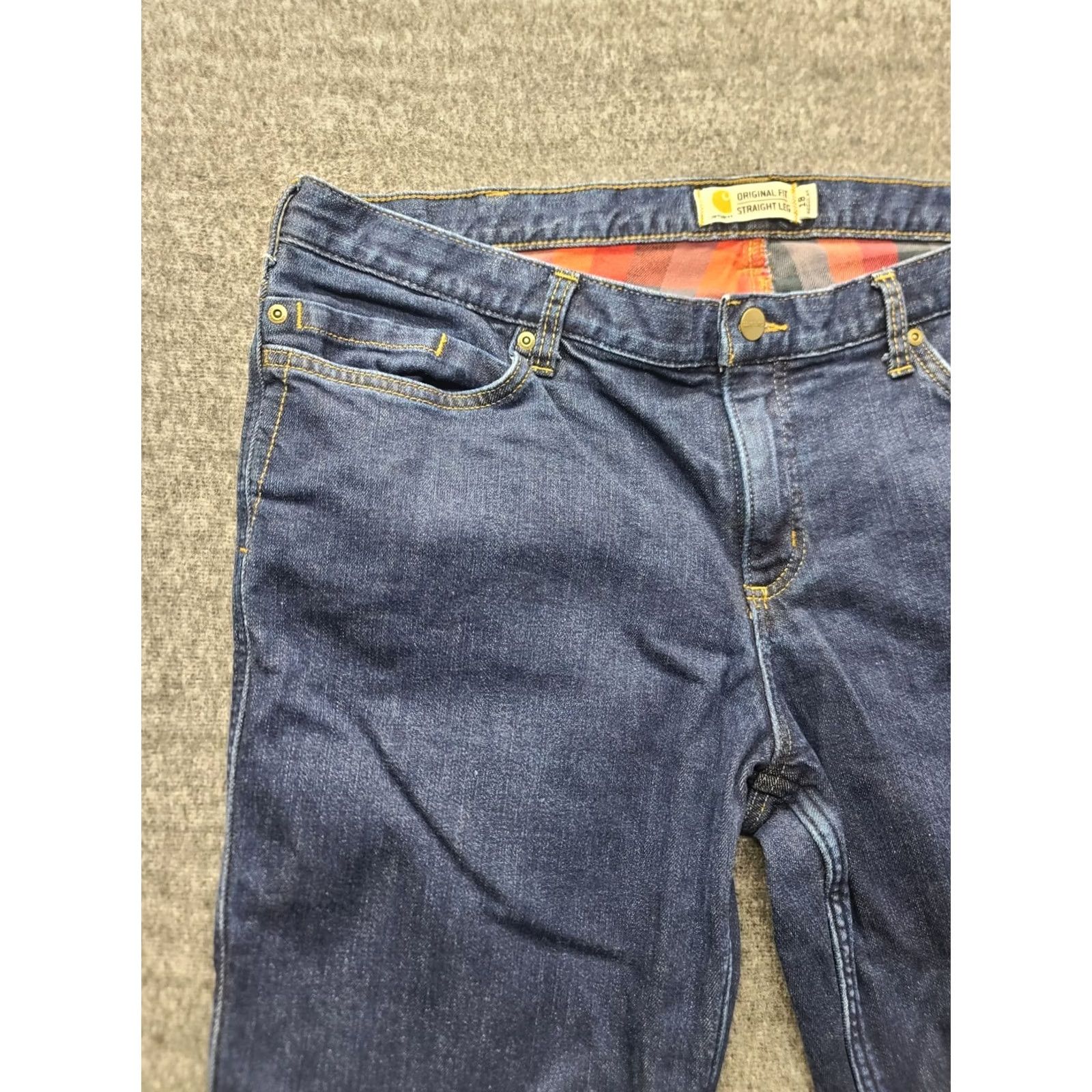 Carhartt VINTAGE Carhartt Jeans Womens 18 36x31 Regular Fit Straight Denim Blue Lined Button Zip Rise Mid 8.5-10.5 Size 40" / US 18 - 7 Thumbnail