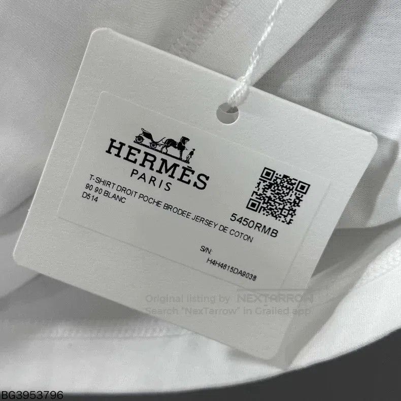 Hermes Hermes H Letter Pocket White Short-Sleeve Size XS / US 0-2 / IT 36-38 - 8 Thumbnail