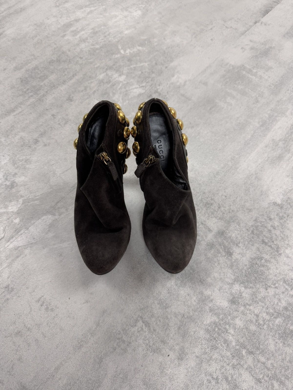 Gucci Gucci Suede Heels Leather Brown Studded Shoes 208394 Size US 6 / IT 36 - 3 Thumbnail