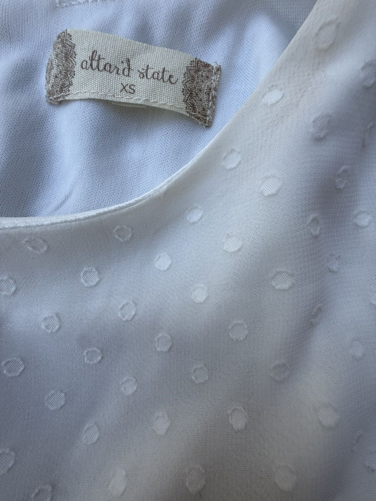 Other Altar'd State Mini Dress Sheer Ivory Swiss Dot Tiered Bell Size XS / US 0-2 / IT 36-38 - 7 Thumbnail