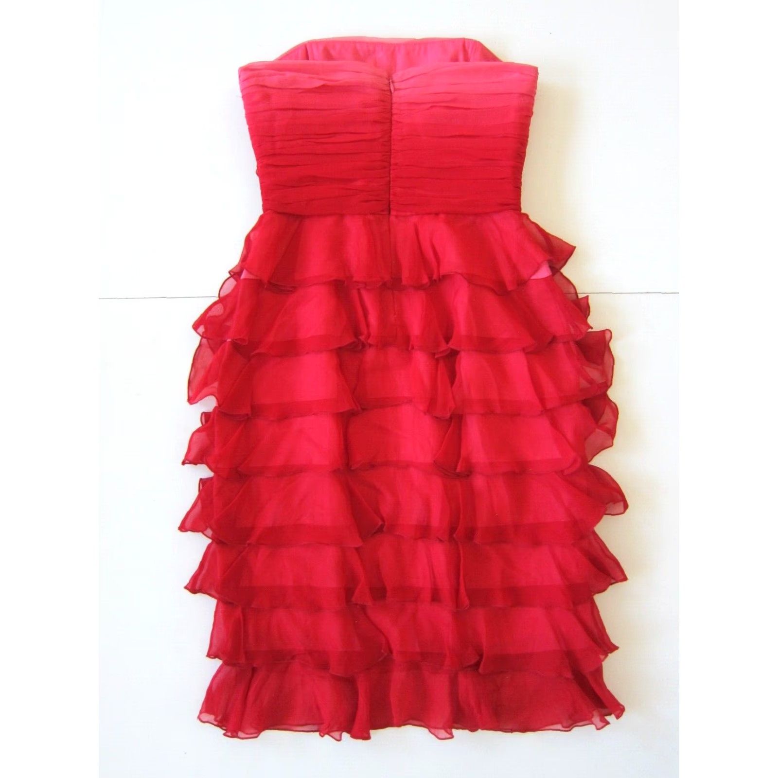Laundry by Shelli Segal Laundry by Shelli Segal Dress 2 Strapless Pink 100% Silk Ruched Ruffle Party Knee Length Size XS / US 0-2 / IT 36-38 - 2 Thumbnail