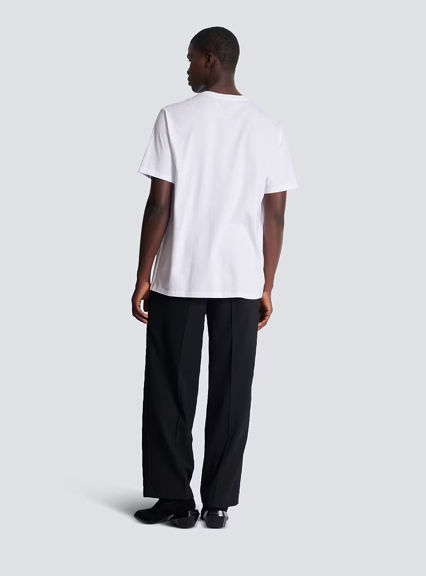 Balmain o1s1wg110126 Logo Embroidered T-Shirt in White Size US M / EU 48-50 / 2 - 7 Thumbnail