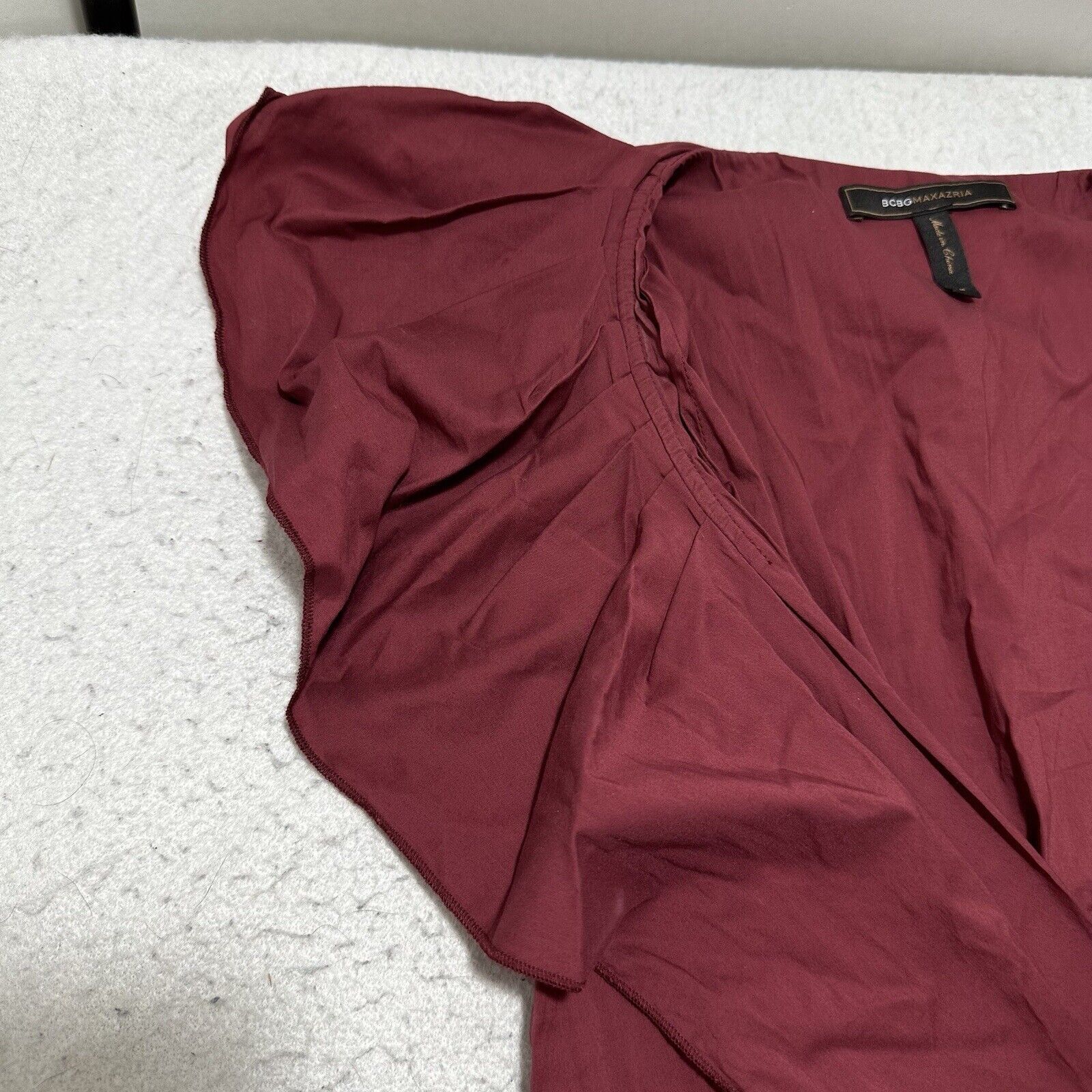 Other BCBGMaxazria Medium Burgundy Red Belted V-Neck Dress Size M / US 6-8 / IT 42-44 - 6 Thumbnail