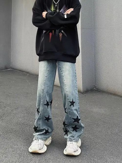 VIBE Retro street star print washed distressed jeans Size US 30 / EU 46 - 6 Thumbnail