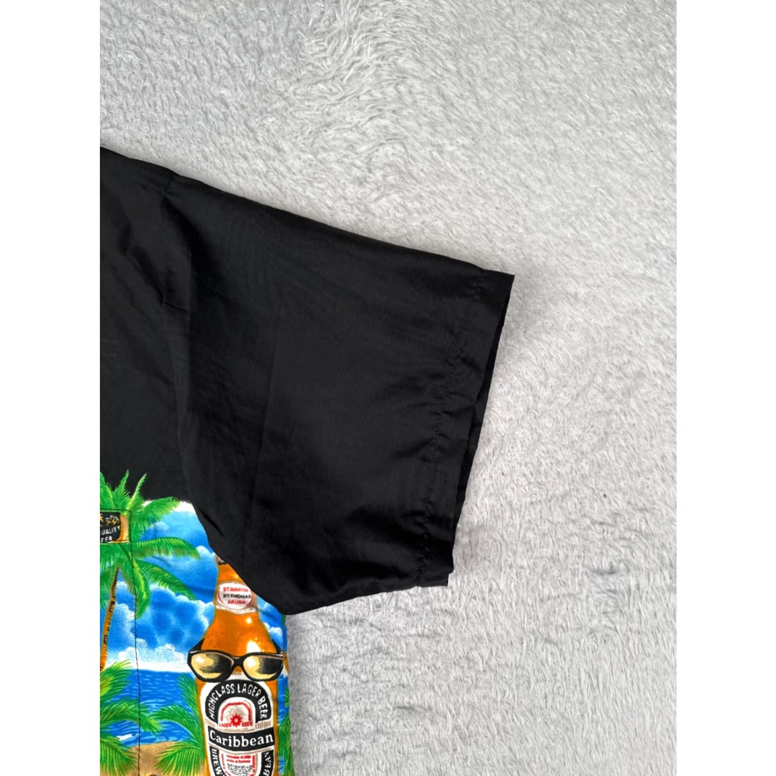 Erima Rima Shirt Men M Black Palm Beer Sunglasses Beach Hawaiian 100% Terivoile Floral Short Sleeve Button-Up Size US M / EU 48-50 / 2 - 2 Thumbnail