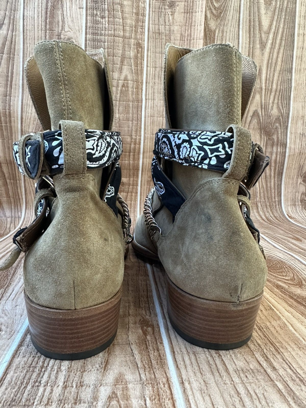 Amiri Amiri Bandana Buckle Chain Embellished Suede Western Boots Size US 11 / EU 44 - 14 Thumbnail
