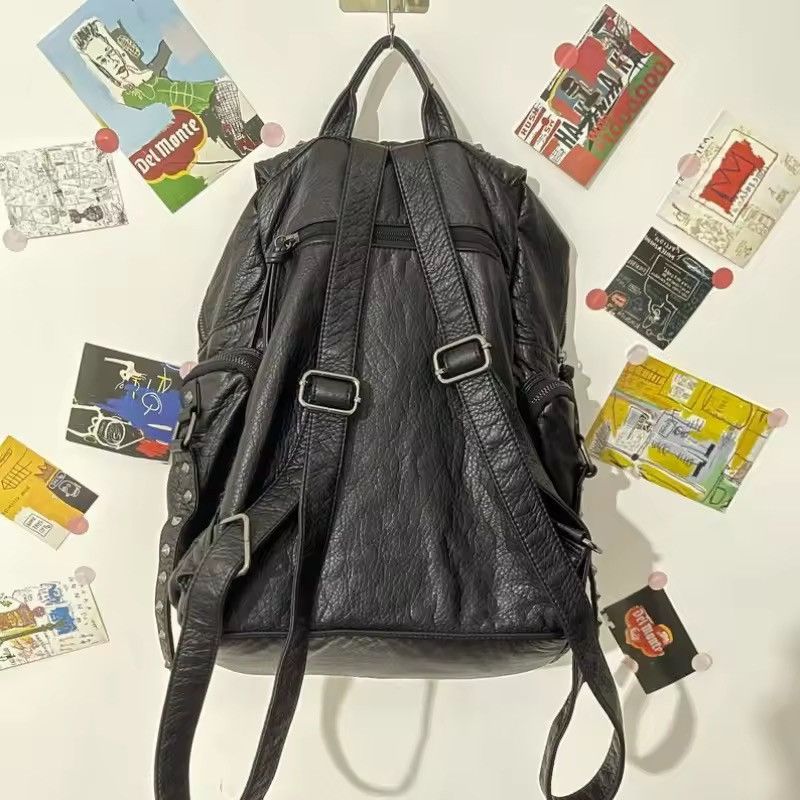 Other Gothic Punk Black Skull Skeleton Backpack PU Leather Size ONE SIZE - 5 Thumbnail