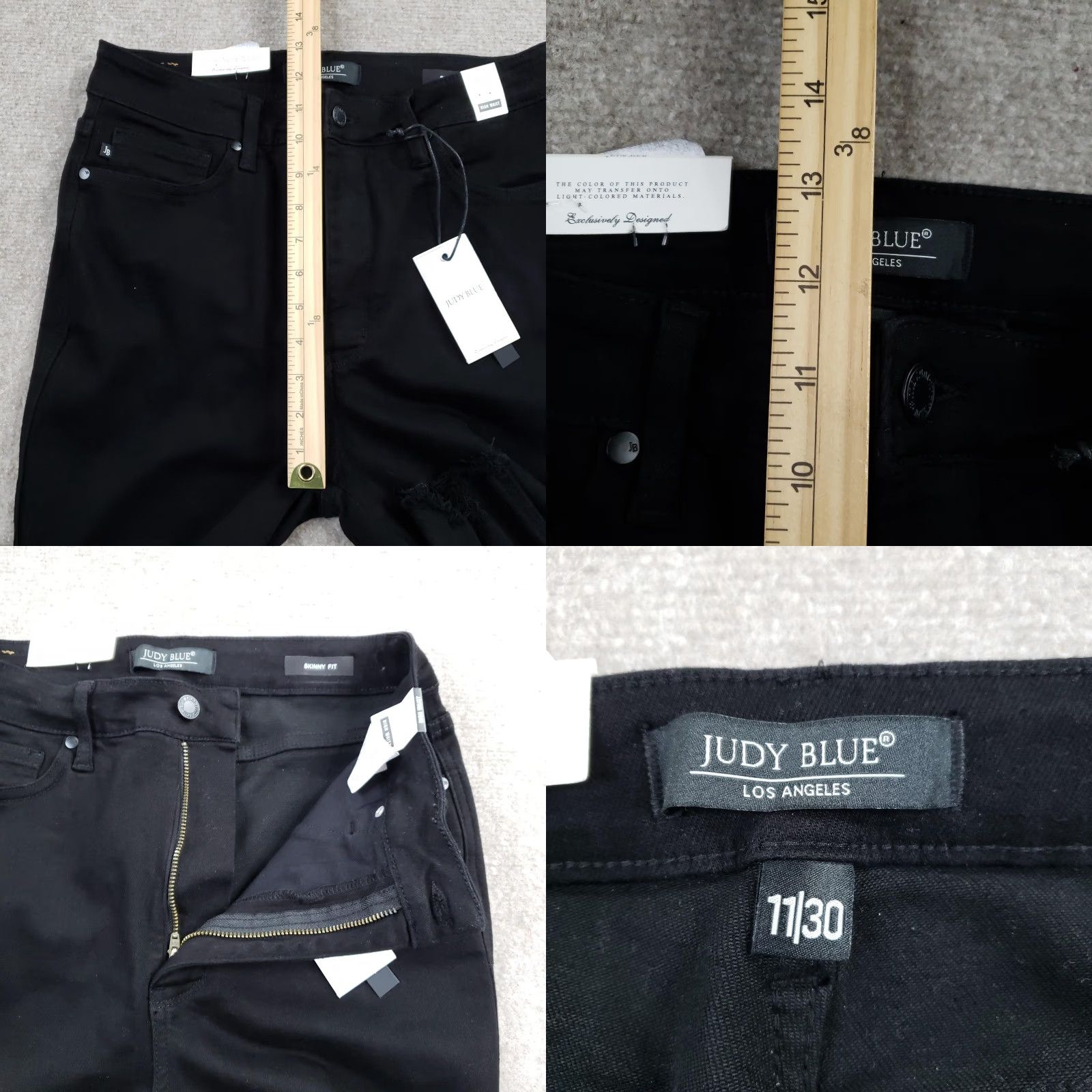 Vintage Judy Blue Jeans Womens 11/30 Black High Rise Skinny Tummy Control Stretch Size 32" / US 10 / IT 46 - 8 Thumbnail