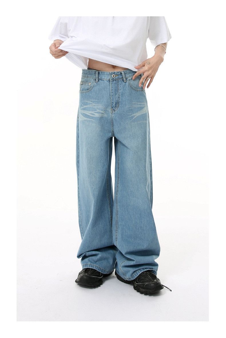 Japanese Brand × Jean Washed wide-leg cleanfit straight jeans Size US 34 / EU 50 - 1 Thumbnail
