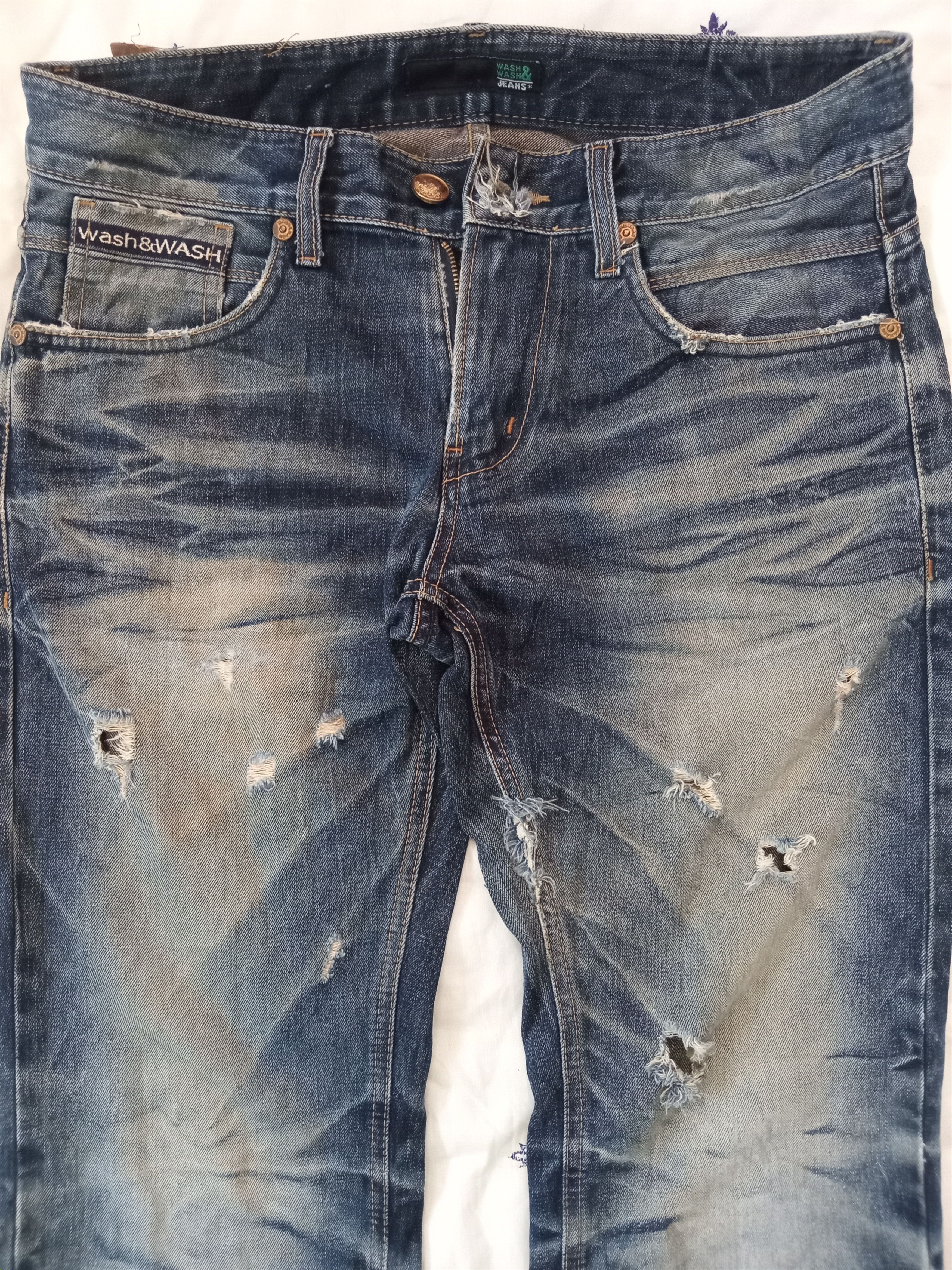 Hysteric Glamour × Japanese Brand 💥RARE💥WASH&WASH Japanese Faded Distressed Ripped Jeans Size US 33 - 8 Thumbnail