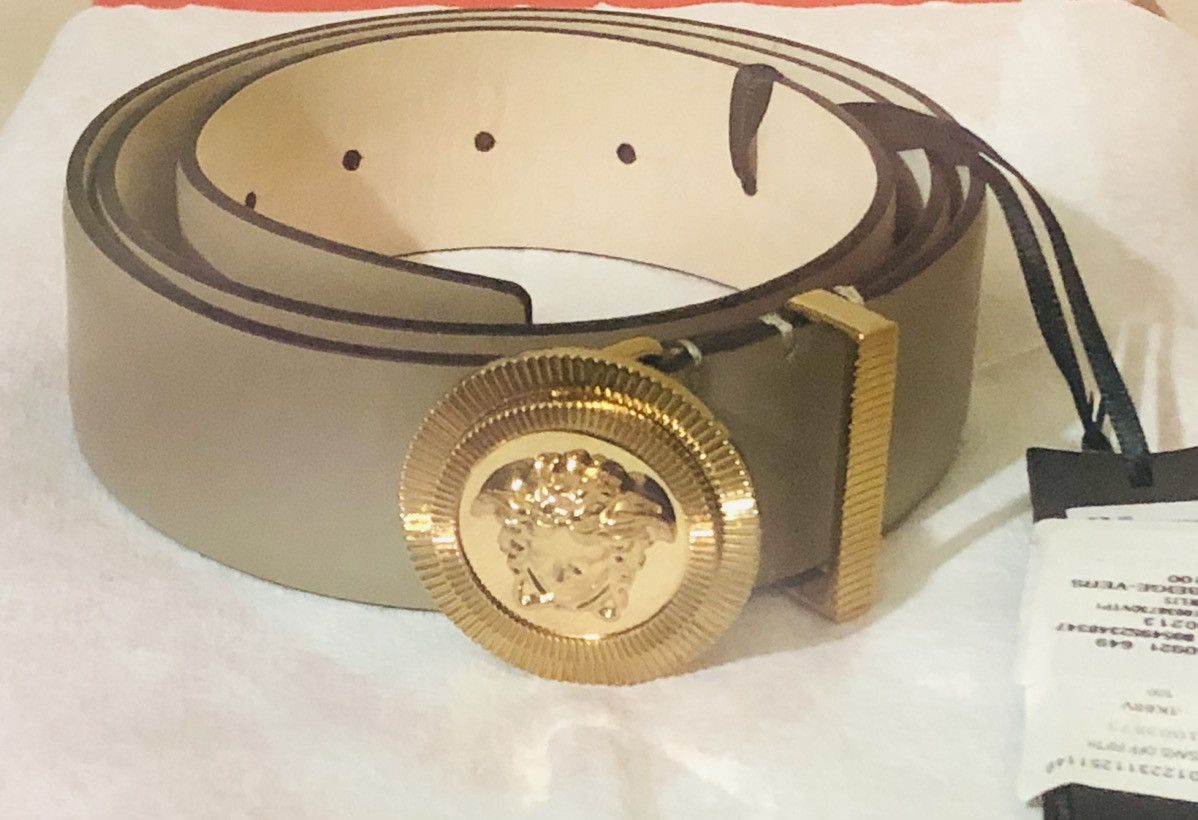 Versace Versace Medusa Leather Belt Biggie Beige 💎🏷️ Size 40 - 4 Thumbnail