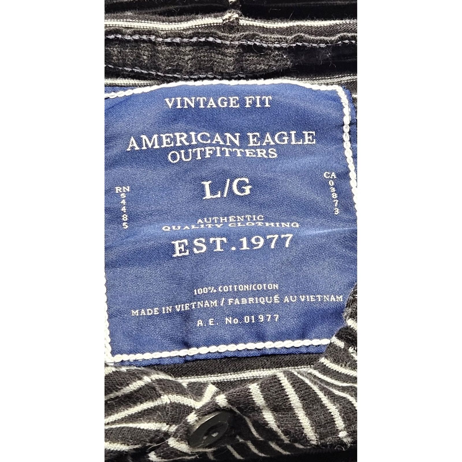 American Eagle Outfitters VINTAGE American Eagle Hoodie Striped Henley Lightweight Black White Mens L Size US L / EU 52-54 / 3 - 3 Thumbnail