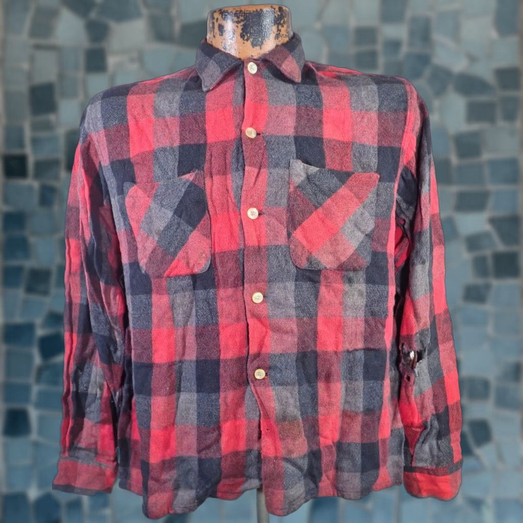 Vintage VINTAGE Maywoods Shirt M Men Wool Flannel Red Black Plaid 50s 60s Workwear Pockets Button-Up Wool or Wool blend Vintage 1950s 1960s Mens Size US M / EU 48-50 / 2 - 1 Thumbnail