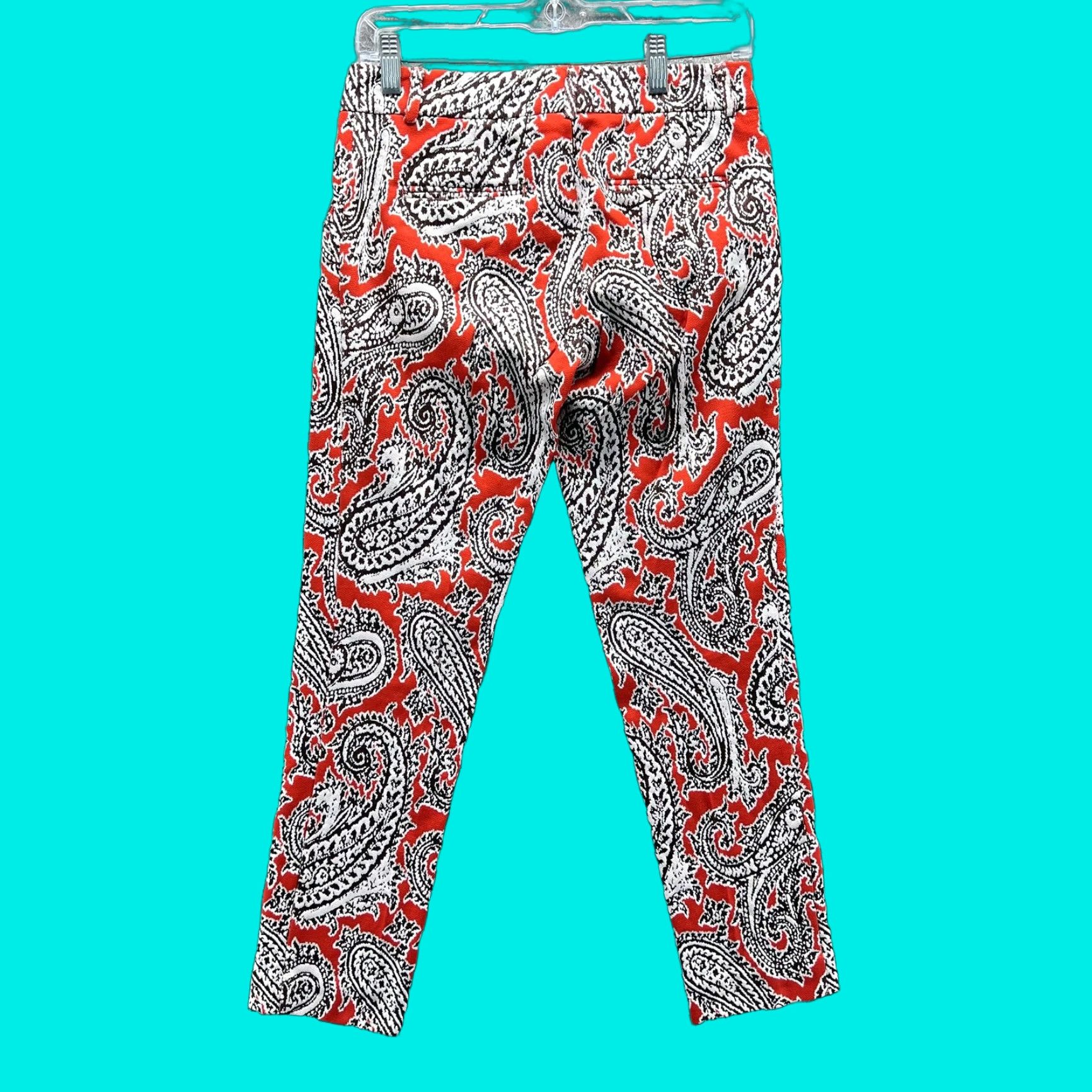 Etro Etro Pants Womens 40 Red Paisley Ankle Tapered Slim Dress Made In Italy Trousers Size 27" / US 4 / IT 40 - 1 Thumbnail