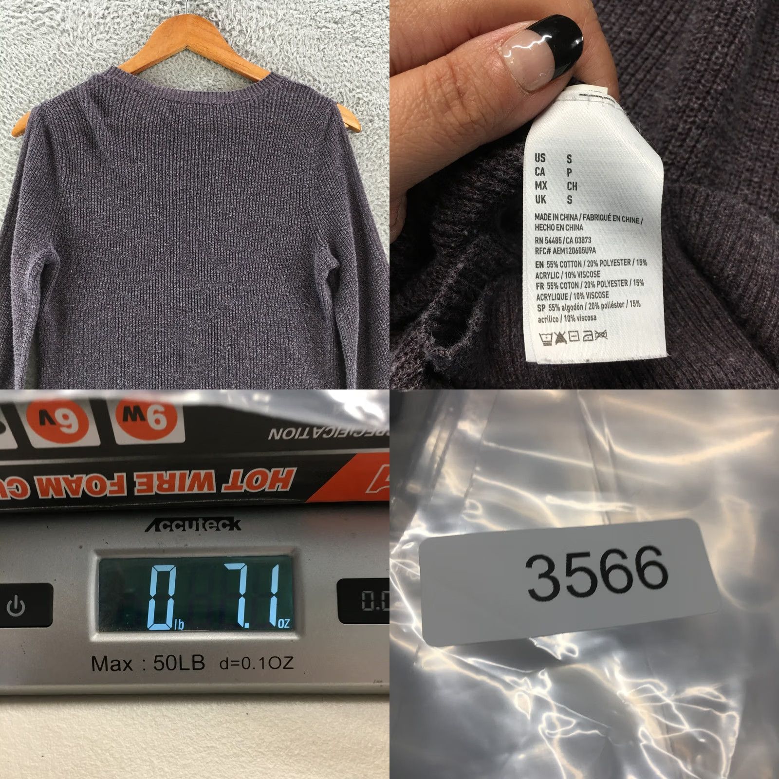American Eagle Outfitters American Eagle Outfitters Sweater Shirt Womens S Purple Cotton Blend Knit Open Sleeve Crew Neck Pullover Classic Knit Size S / US 4 / IT 40 - 8 Thumbnail