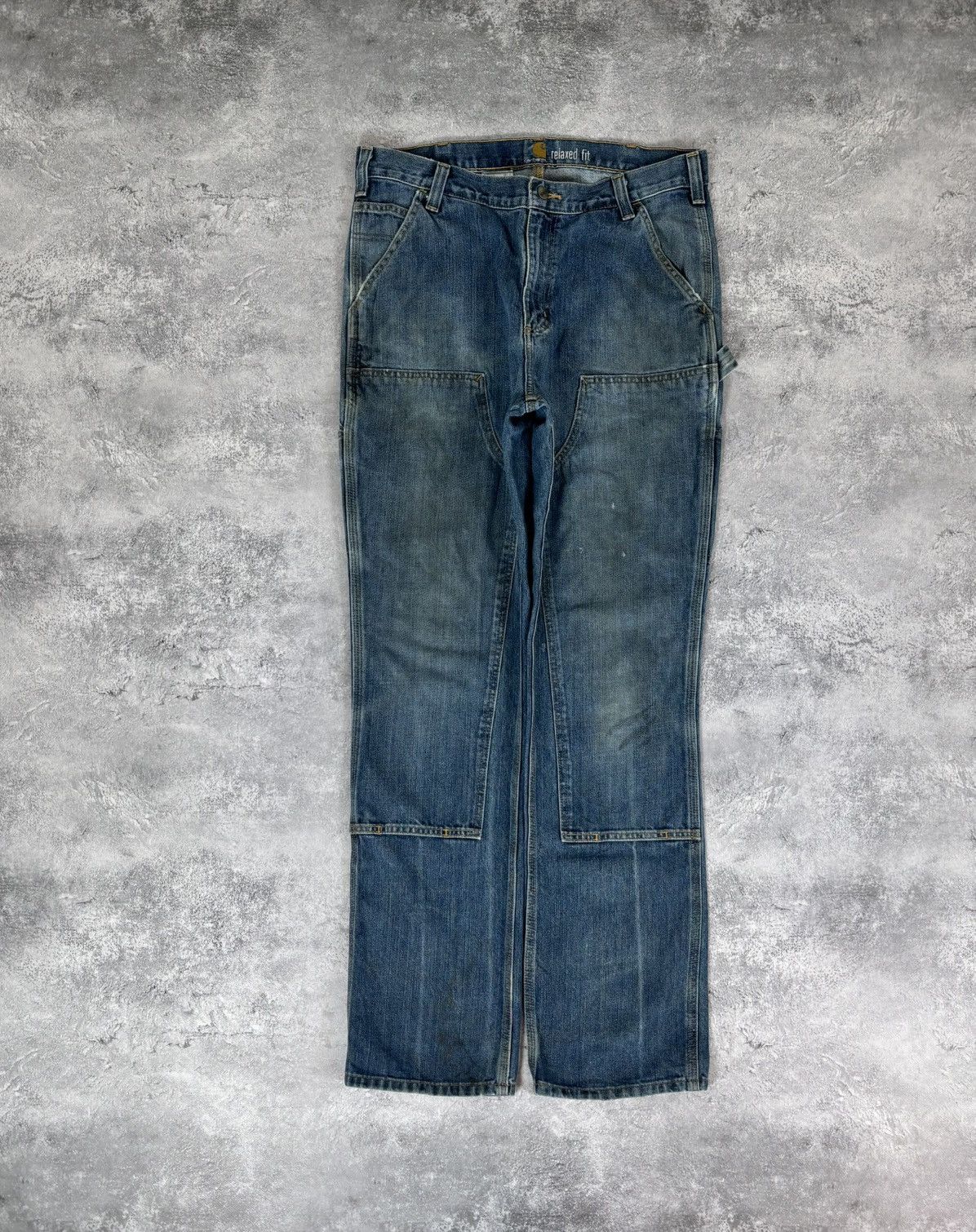 Carhartt Carhartt Men’s Double Knee Denim Jeans Relaxed Fit Blue Size US 34 / EU 50 - 1 Thumbnail